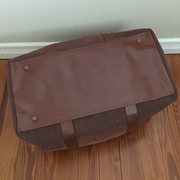 LP Vintage 80s Lagerfeld Faux Suede Large Brown Duffel Bag | 21x13x10 - Picture 5 of 6